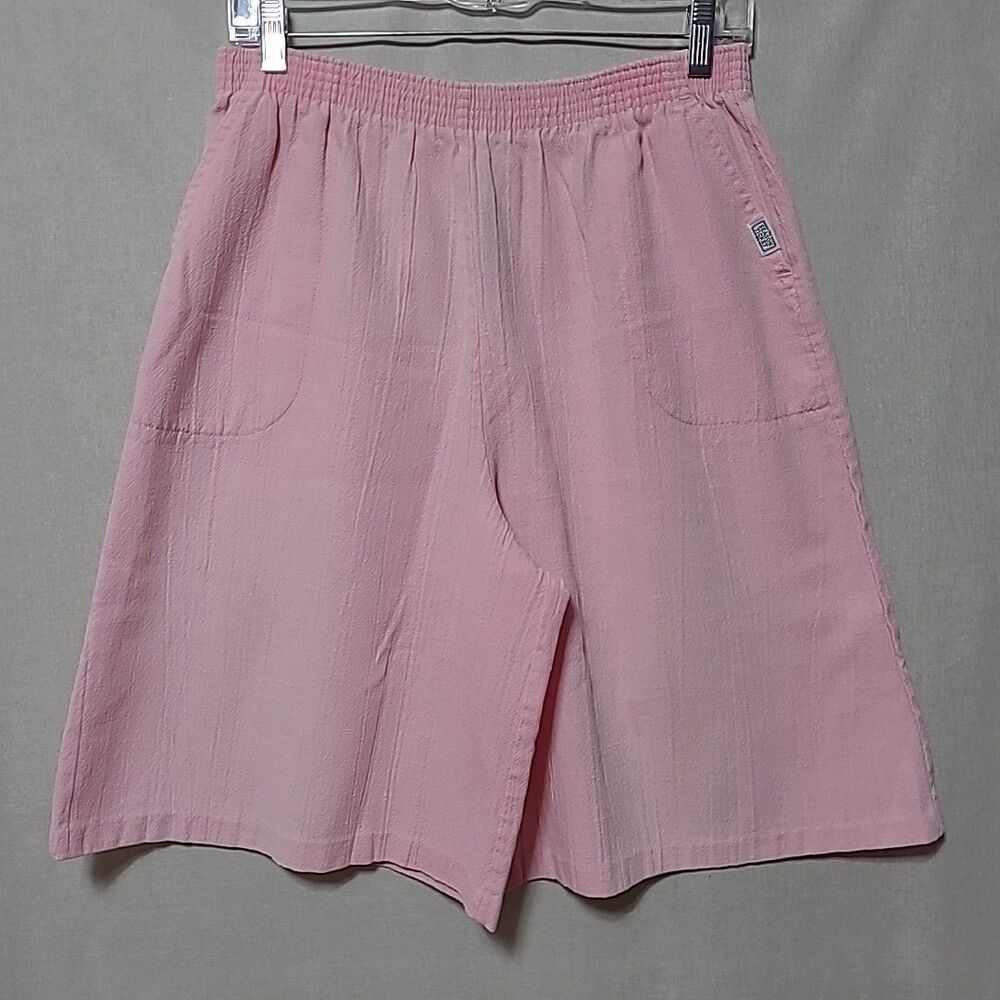 Vtg The Season Ticket Womens High Waisted Cotton Blend Shorts Sz 12 Pull On Pink